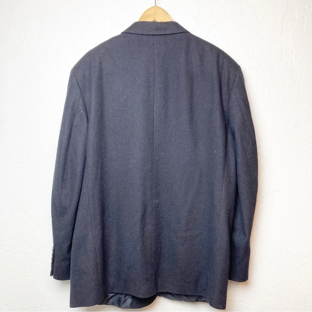 Oscar de la Renta cashmere blend wool suit sport jacket blazer 46R navy blue